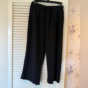 Hersy Black Linen Blend Drawstring Pants in Size Large